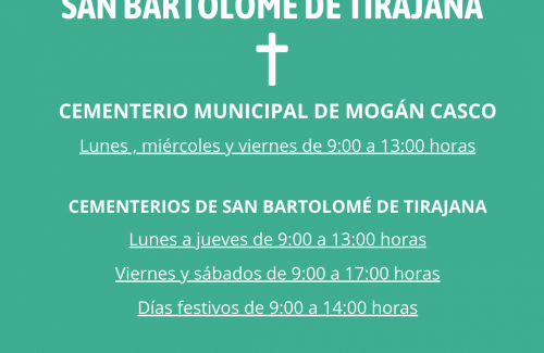 INFORMACIÓN: Horario de visitas al Cementerio Municipal de Mogán y los cementerios de San Bartolomé de Tirajana durante el estado de alarma