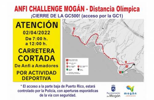COMUNICADO: Regulación del tráfico y servicios de transporte el 2 de abril por Anfi Challenge Mogán Gran Canaria (distancia olímpica)